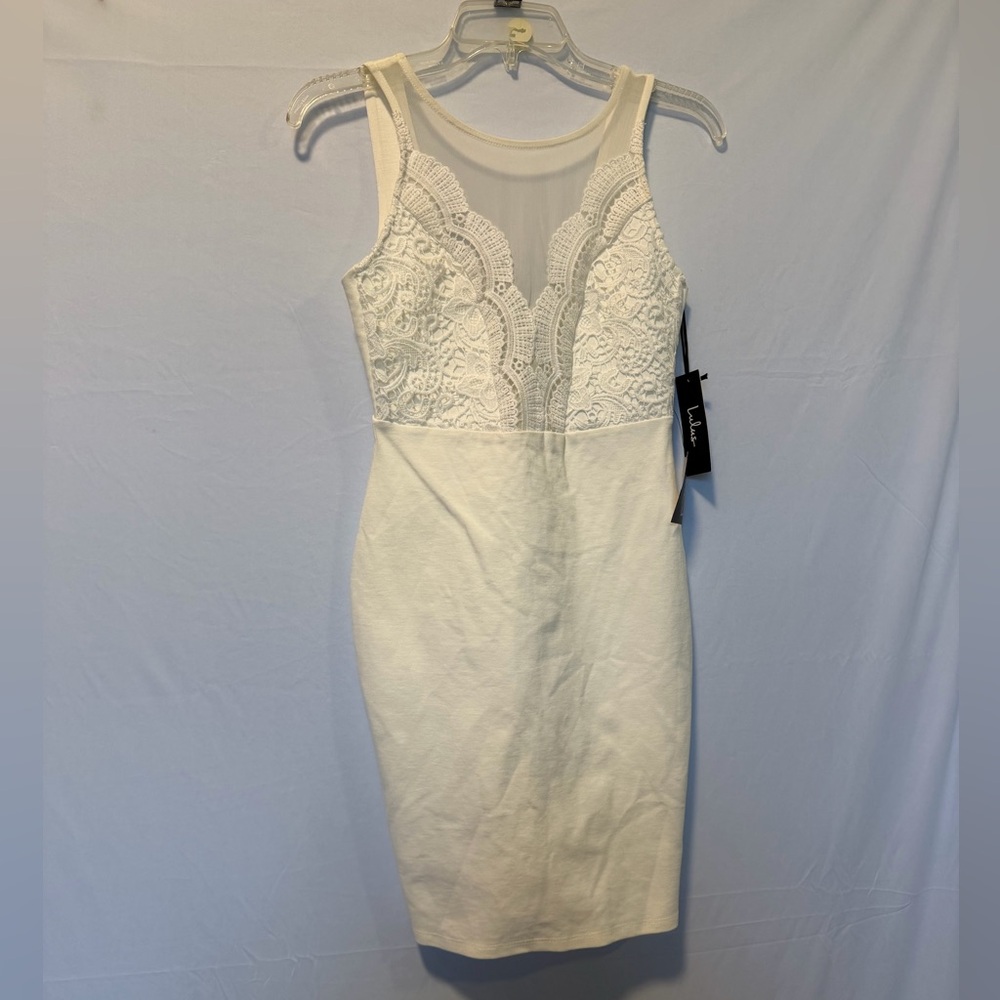 Lulus Coquina White Lace Bodycon Dress Women Small Bachelorette Bridal Wedding